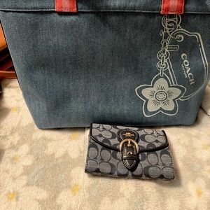 Coach denim bag with wallet Used once
